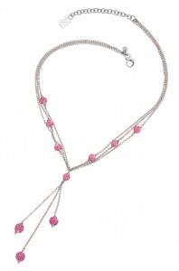 GR316RS: girocollo in argento rodiato e placcato oro rosa con sfere di strass rosa, linea Desideri. € 160,00